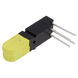 LED; în carcasă; galbenă; Nr.diode: 2; 20mA; 100°; 25÷50mcd