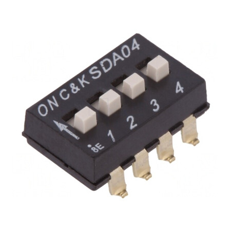 Comutator DIP-SWITCH 4 Secțiuni OFF-ON 24VDC | Electronic-mag.ro | Componente Electronice