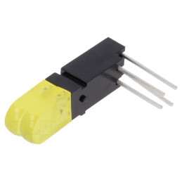 LED Galben cu 2 Diode 20mA 100° 25-50mcd