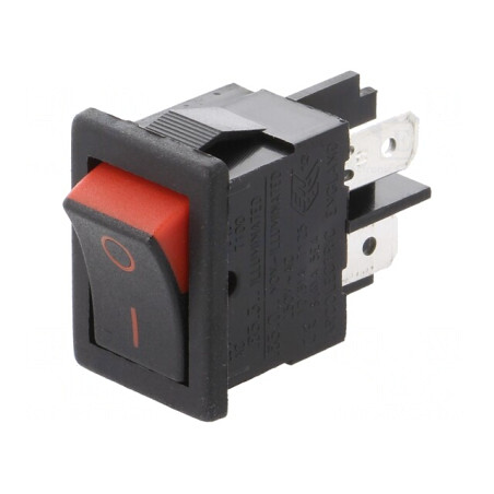 Comutator Basculant ON-OFF 10A/250VAC Negru-Roșu | Electronic-mag.ro | Componente Electronice