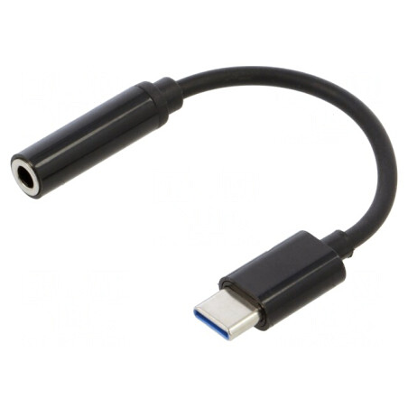 Adaptor USB-C la Jack 3,5mm, 0,12m, Negru | Electronic-mag.ro | Componente Electronice