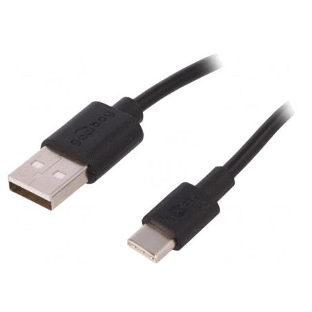 Cablu USB 2.0 USB-A la USB-C 0,5m Negru | Electronic-mag.ro | Componente Electronice