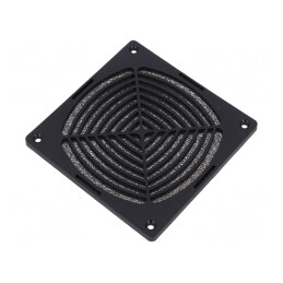 Protecție Plastic 120x120mm cu Șurub și Filtru Negru | Electronic-mag.ro | Componente Electronice