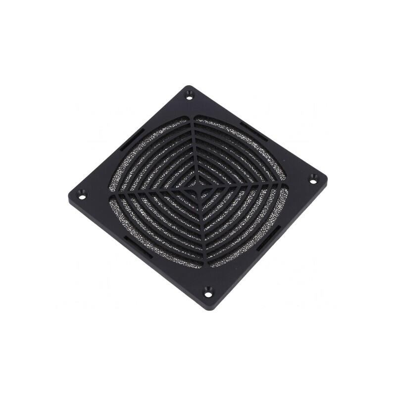 Protecție Plastic 120x120mm cu Șurub și Filtru Negru | Electronic-mag.ro | Componente Electronice