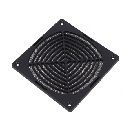 Protecție Plastic 120x120mm cu Șurub și Filtru Negru | Electronic-mag.ro | Componente Electronice