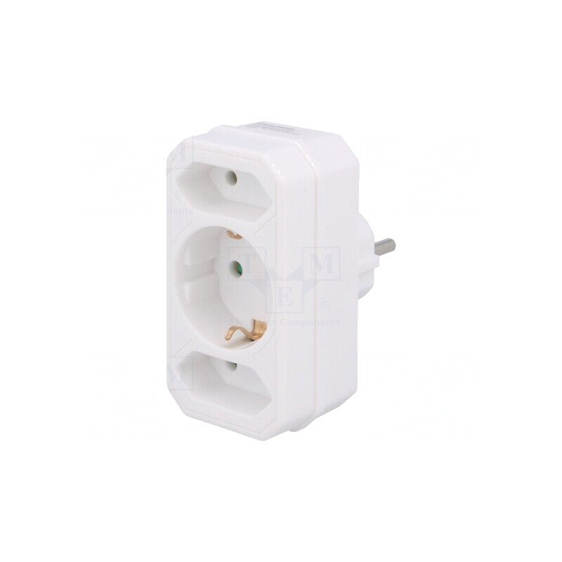 Conector Alimentare AC Splitter Alb 3x Soclu | Electronic-mag.ro | Componente Electronice
