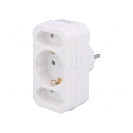 Conector Alimentare AC Splitter Alb 3x Soclu | Electronic-mag.ro | Componente Electronice