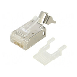 Mufă RJ45 Ecranată Cat 6a Aurită cu Ghidaj pentru Fire | Electronic-mag.ro | Componente Electronice