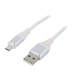 Cablu USB 2.0 A-Micro B Aurit 1m Alb | Electronic-mag.ro | Componente Electronice