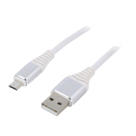 Cablu USB 2.0 A-Micro B Aurit 1m Alb | Electronic-mag.ro | Componente Electronice