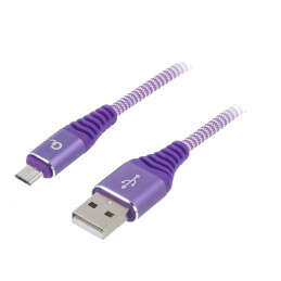 Cablu USB 2.0 A la Micro B 1m Violet Aurit | Electronic-mag.ro | Componente Electronice