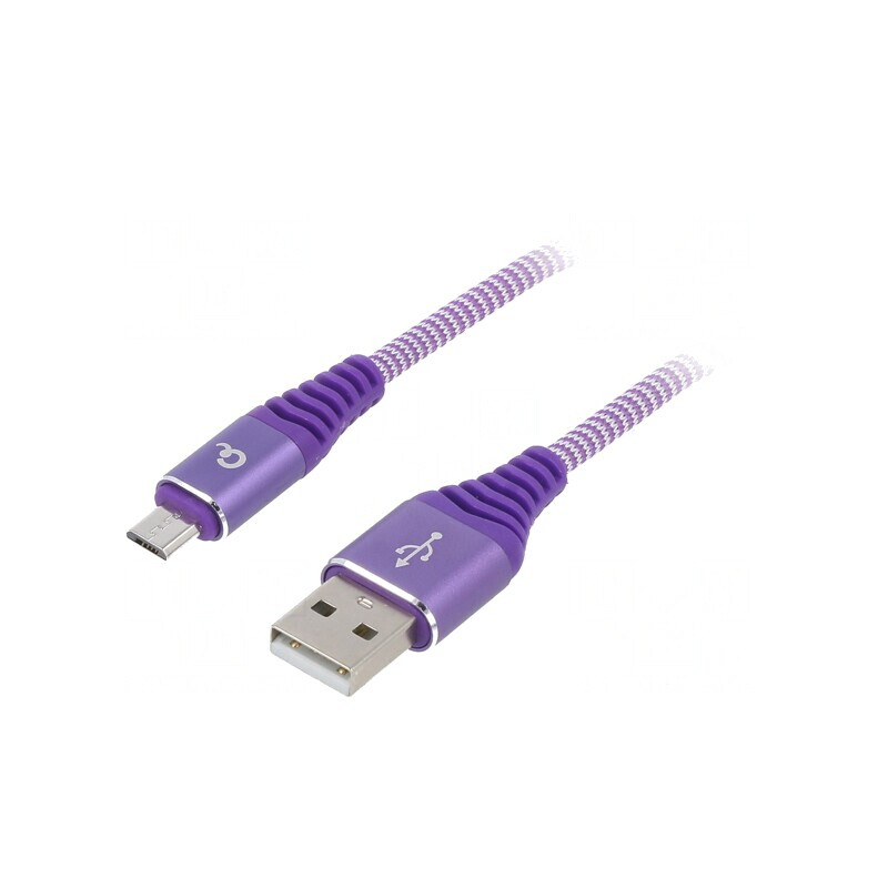 Cablu USB 2.0 A la Micro B 1m Violet Aurit | Electronic-mag.ro | Componente Electronice