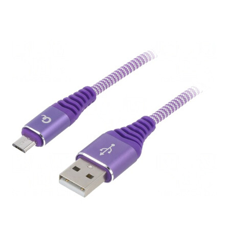Cablu USB 2.0 A la Micro B 1m Violet Aurit | Electronic-mag.ro | Componente Electronice