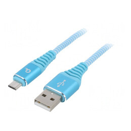 Cablu USB 2.0 A la Micro B Aurit 1m Turcoaz | Electronic-mag.ro | Componente Electronice