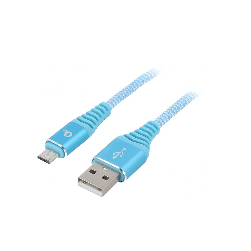 Cablu USB 2.0 A la Micro B Aurit 1m Turcoaz | Electronic-mag.ro | Componente Electronice