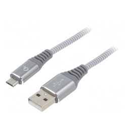 Cablu USB 2.0 A la Micro B Aurit 1m Gri | Electronic-mag.ro | Componente Electronice