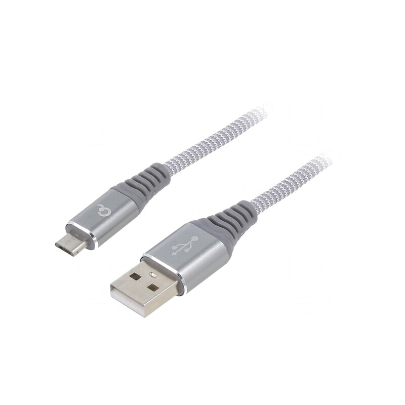 Cablu USB 2.0 A la Micro B Aurit 1m Gri | Electronic-mag.ro | Componente Electronice