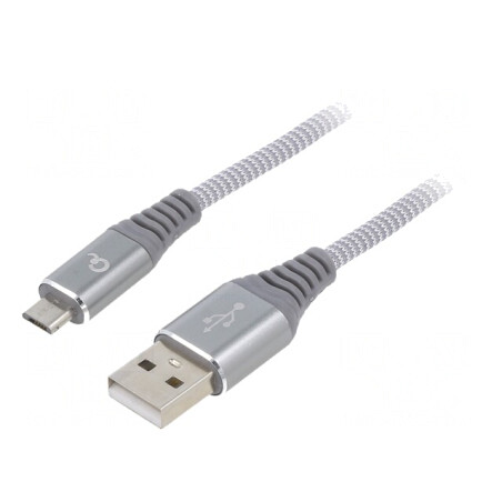 Cablu USB 2.0 A la Micro B Aurit 1m Gri | Electronic-mag.ro | Componente Electronice