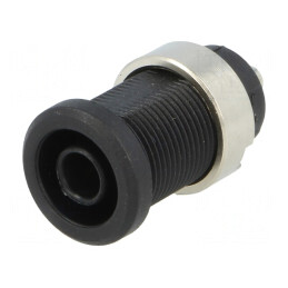 Soclu Banană 4mm 25A Negru Nichelat 12mm | Electronic-mag.ro | Componente Electronice
