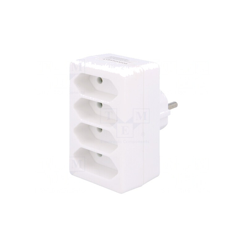 Conector Alimentare AC Spliter Alb 4 Socluri | Electronic-mag.ro | Componente Electronice