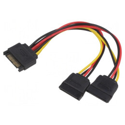 Cablu SATA 15pin Tată la 2x SATA 15pin Mamă 0.18m | Electronic-mag.ro | Componente Electronice