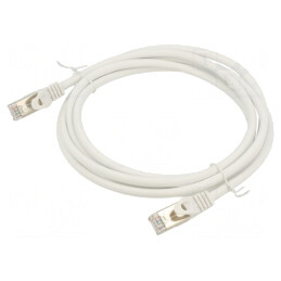 Patch cord S/FTP Cat6a alb 2m LSZH aurit | Electronic-mag.ro | Componente Electronice