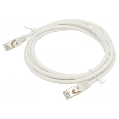 Patch cord S/FTP Cat6a alb 2m LSZH aurit | Electronic-mag.ro | Componente Electronice