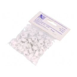 Suporți cablu rotund albi 8mm 100buc cu cui | Electronic-mag.ro | Componente Electronice
