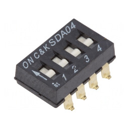 Comutator DIP-SWITCH 4 Secțiuni ON-OFF 0.025A 24VDC