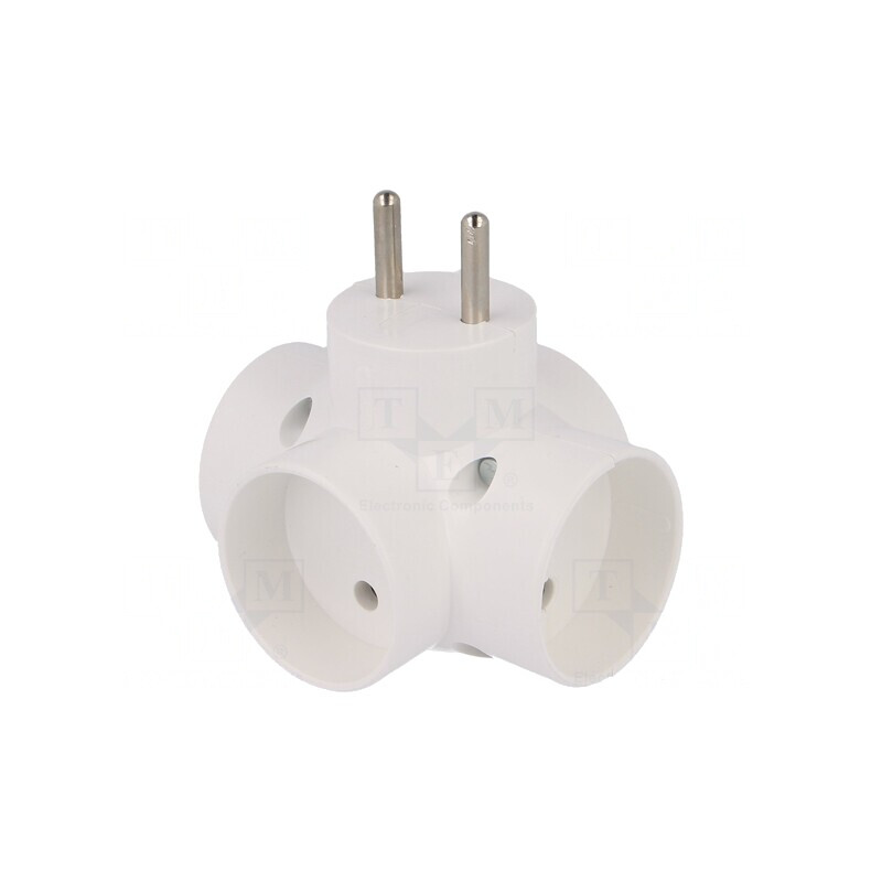 Spliter Alimentare AC 2P Rotund Alb | Electronic-mag.ro | Componente Electronice
