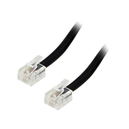 Cablu telefon RJ11 15m negru | Electronic-mag.ro | Componente Electronice