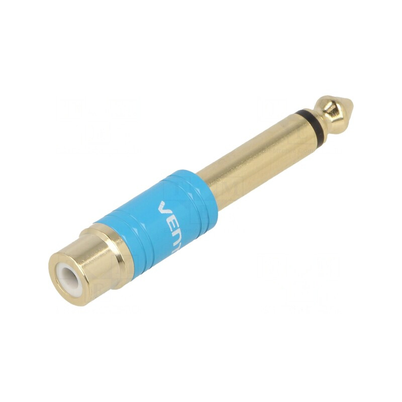 Adaptor Jack 6.3mm la RCA Aurit Albastru | Electronic-mag.ro | Componente Electronice