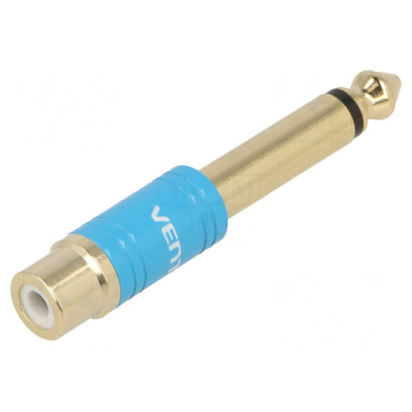 Adaptor Jack 6.3mm la RCA Aurit Albastru | Electronic-mag.ro | Componente Electronice