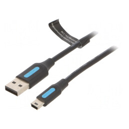 Cablu USB 2.0 A la B Mini 2m Negru | Electronic-mag.ro | Componente Electronice