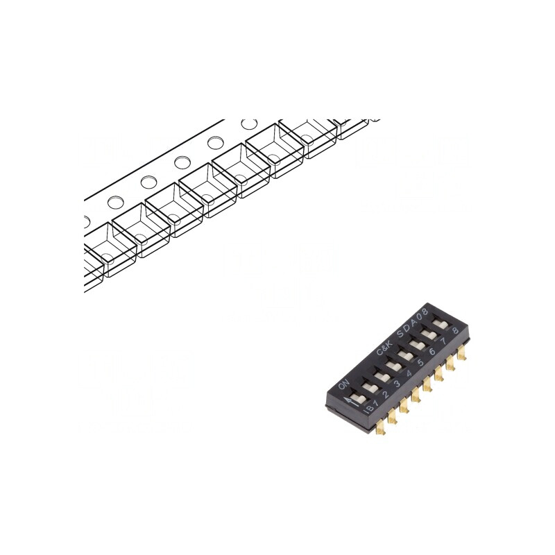 Comutator DIP-SWITCH 8 Secțiuni 24VDC | Electronic-mag.ro | Componente Electronice