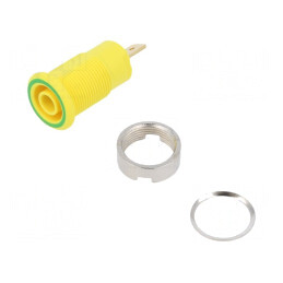 Soclu Banană 4mm Galben-Verde Aurit | Electronic-mag.ro | Componente Electronice