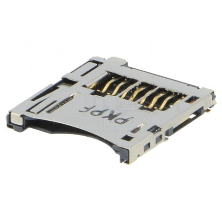 Conector pentru Carduri microSD Inverse Push-Push SMT Aurit | Electronic-mag.ro | Componente Electronice