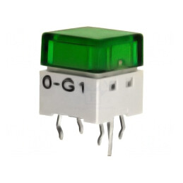 Comutator: tastatură; Poz: 2; SPST-NO; 0,05A/24VDC; verde; LED; THT