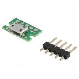Modul: adaptor; şiruri pini,USB B micro; USB Micro-B