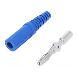 Mufă banană 4mm albastră neizolată 32A nichelată | Electronic-mag.ro | Componente Electronice