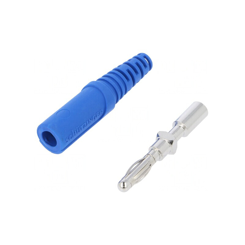 Mufă banană 4mm albastră neizolată 32A nichelată | Electronic-mag.ro | Componente Electronice