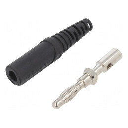 Mufă banană 4mm 32A neagră neizolată | Electronic-mag.ro | Componente Electronice