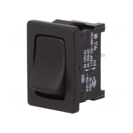 Comutator Rocker SPST Off-(On) 4A 250VAC Negru IP40 | Electronic-mag.ro | Componente Electronice