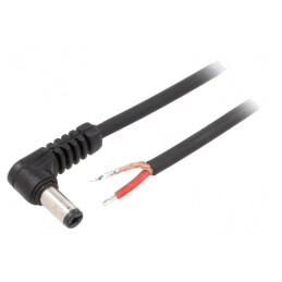 Cablu DC 5.5/2.1 Mufă Unghi 0.5m Negru | Electronic-mag.ro | Componente Electronice