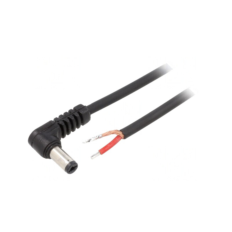 Cablu DC 5.5/2.1 Mufă Unghi 0.5m Negru | Electronic-mag.ro | Componente Electronice