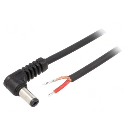 Cablu DC 5.5/2.1 Mufă Unghi 0.5m Negru | Electronic-mag.ro | Componente Electronice