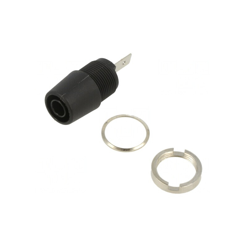 Soclu banană 4mm 20A negru izolat | Electronic-mag.ro | Componente Electronice