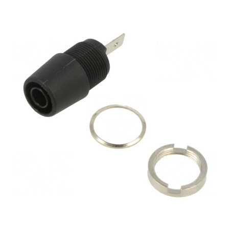 Soclu banană 4mm 20A negru izolat | Electronic-mag.ro | Componente Electronice