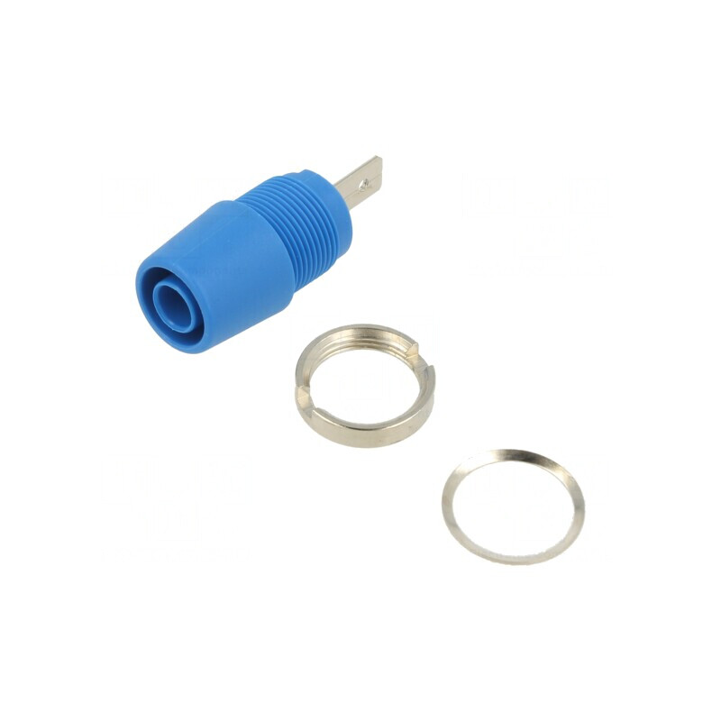 Soclu banană 4mm albastră 20A 1kV cu izolaţie | Electronic-mag.ro | Componente Electronice