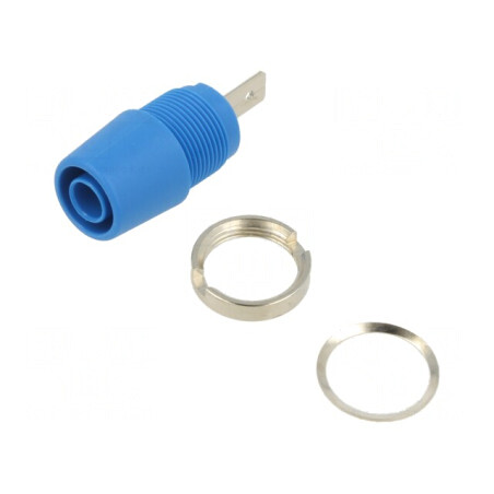 Soclu banană 4mm albastră 20A 1kV cu izolaţie | Electronic-mag.ro | Componente Electronice